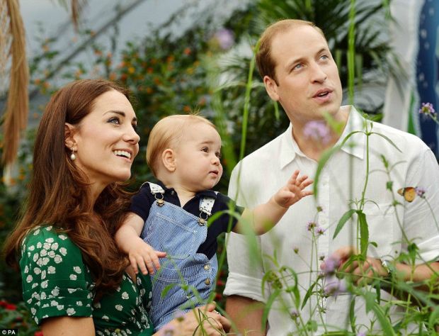The Duke and Duchess of Cambridge with Prince George during a visit to the Butterflies exhibition at the Natural History Museum in London