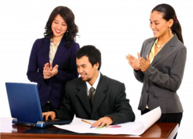 Business people celebrating success