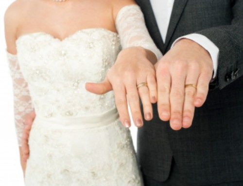 bride and groom united in marriage